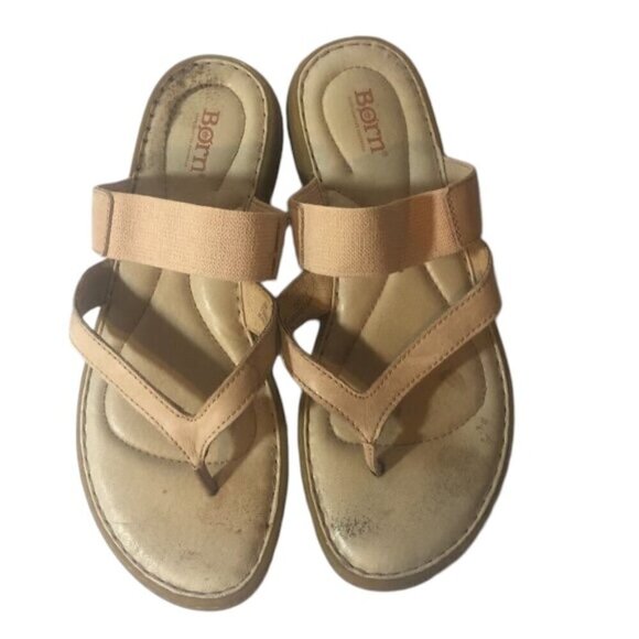 BORN Sandals Women's Size 9 Pink Tan Slip On Shoes F39898 CQL17 - Picture 1 of 12